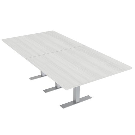 SKUTCHI DESIGNS 8 Person Conference Table with Metal T Bases, Rectangular, Harmony Series, 4FtX8Ft, White Cypress HAR-REC-48x95-T-WHCYPRESS